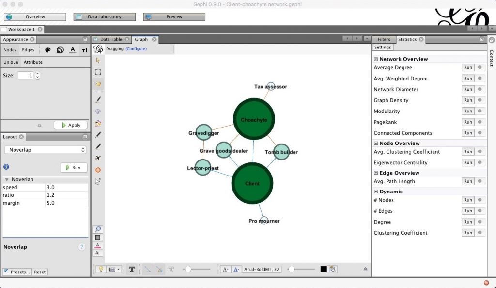 screenshot of a network analysis application