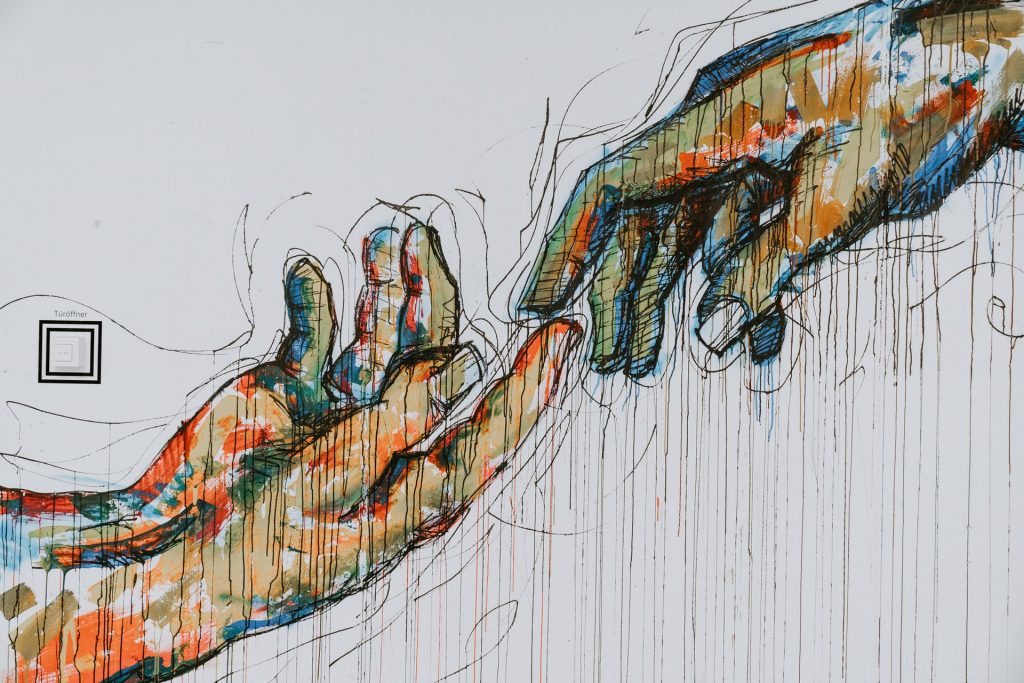Drawing of hands touching